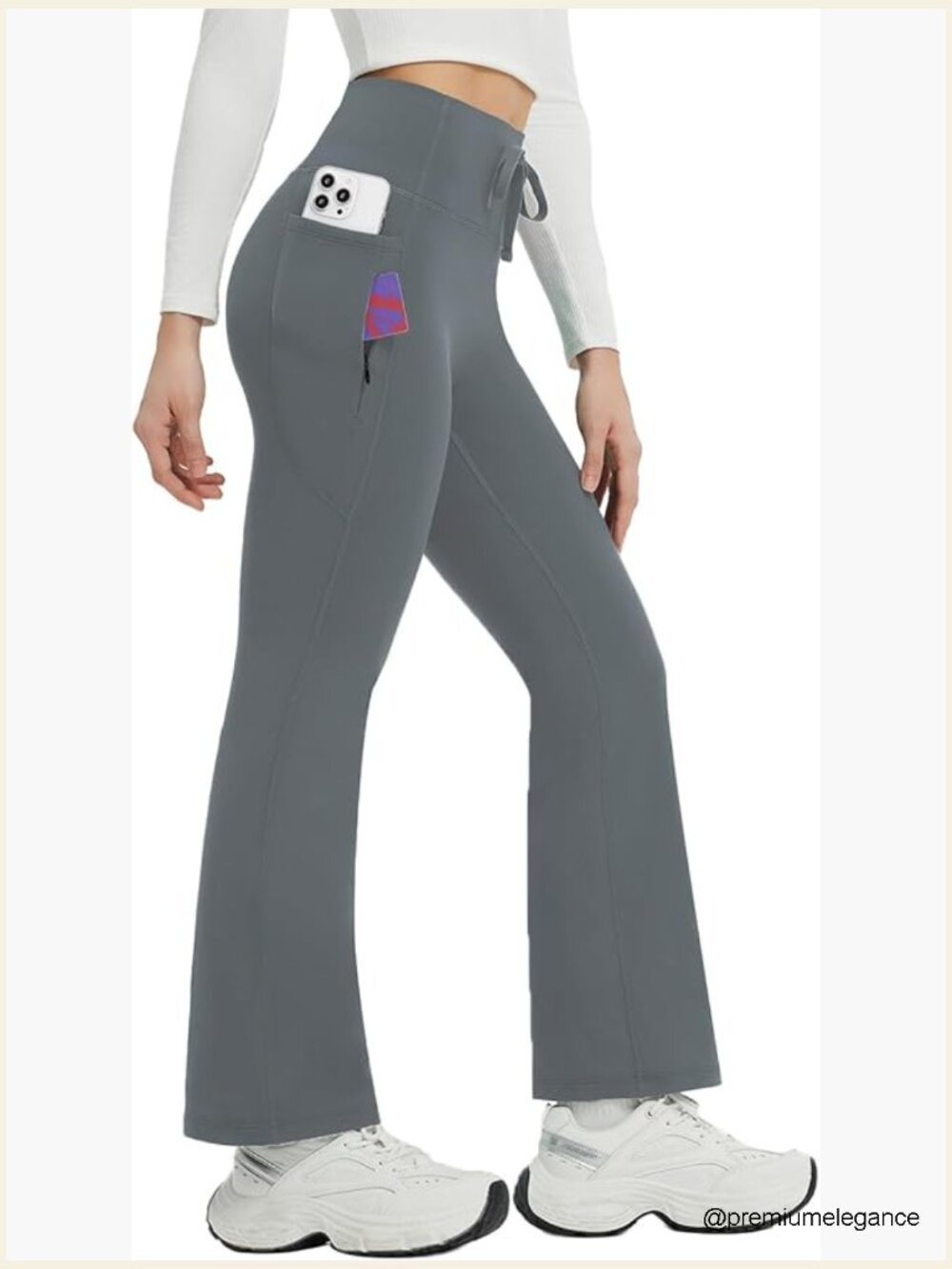 Fleece Lined Bootcut Flare Yoga Pants with Zip Pockets Thermal Winter